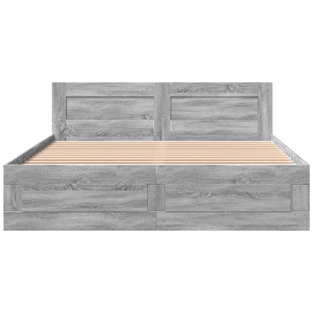 vidaXL Πλαίσιο Κρεβατιού με Κεφαλάρι Γκρι Sonoma 160x200εκ. Επεξ. Ξύλο