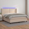 vidaXL Κρεβάτι Boxspring Στρώμα&LED Καπουτσίνο 180x200 εκ. Συνθ. Δέρμα