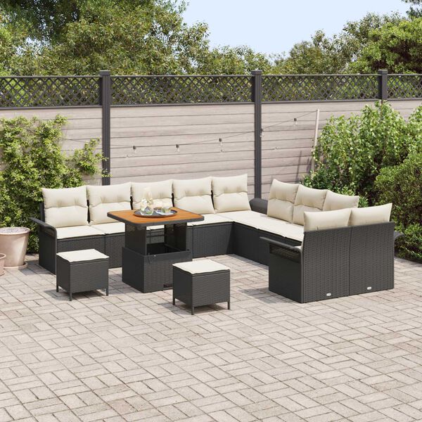 vidaXL Σετ Καναπέ Κήπου 13 pcs Μαύρο και Κρέμα 80 x 80 x 71 cm