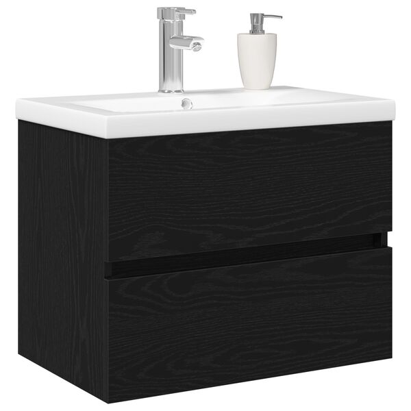 vidaXL Ντουλάπα Νεροχύτη Μαύρη δρυς 60 x 39 x 62 εκ Επεξεργασμένο ξύλο