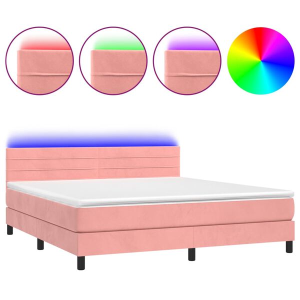 vidaXL &Kappa;&rho;&epsilon;&beta;ά&tau;&iota; Boxspring &mu;&epsilon; &Sigma;&tau;&rho;ώ&mu;&alpha; & LED &Rho;&omicron;&zeta; 160x200 &epsilon;&kappa;. &Beta;&epsilon;&lambda;&omicron;ύ&delta;&iota;&nu;&omicron;