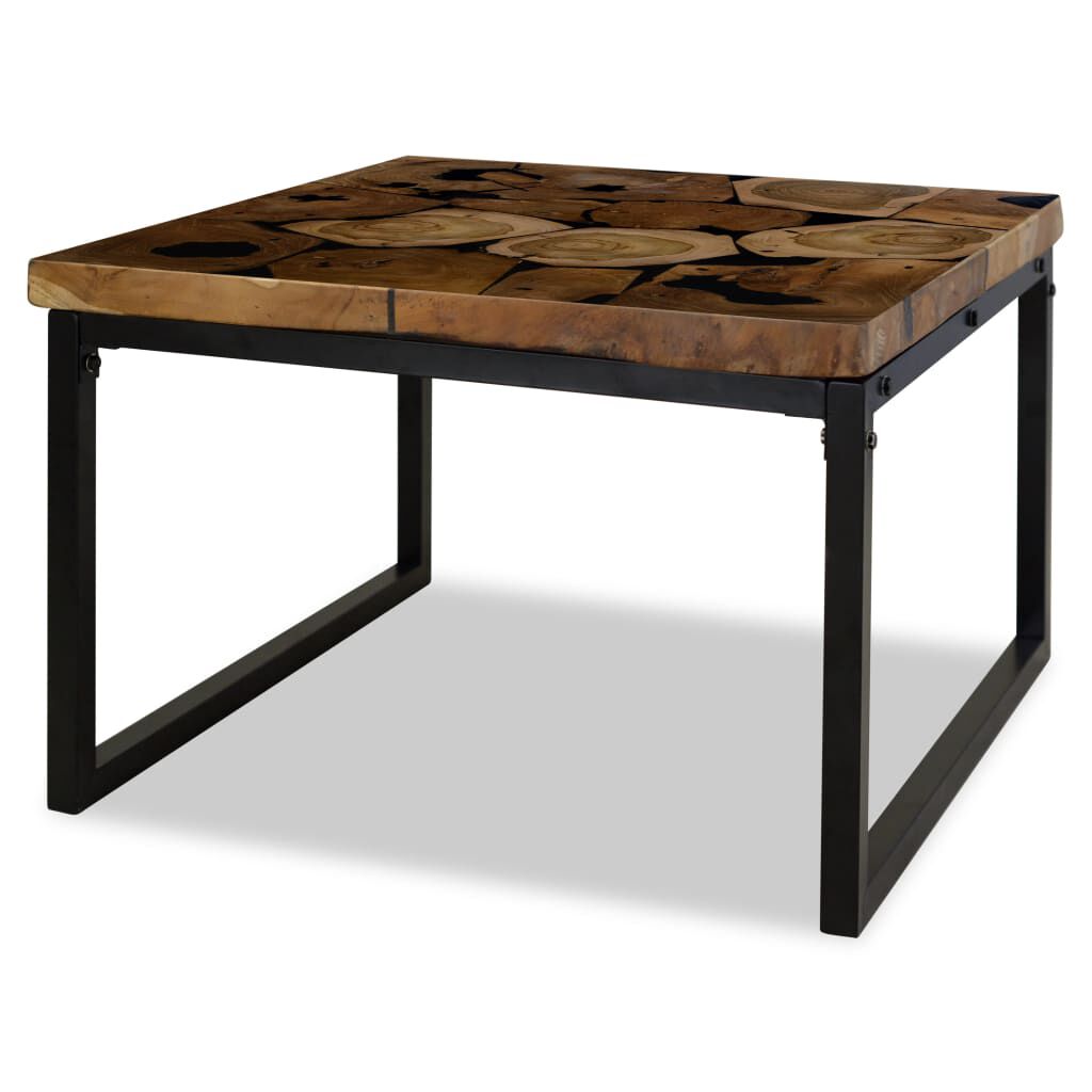vidaXL Τραπεζάκι Σαλονιού 60 x 60 x 40 εκ. από Ξύλο Teak και Ρητίνη