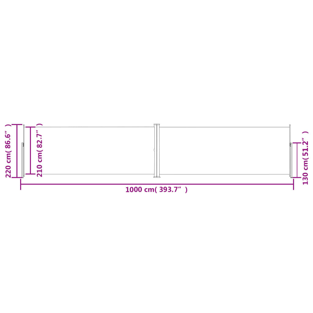 vidaXL Σκίαστρο Πλαϊνό Συρόμενο Καφέ 220 x 1000 εκ.