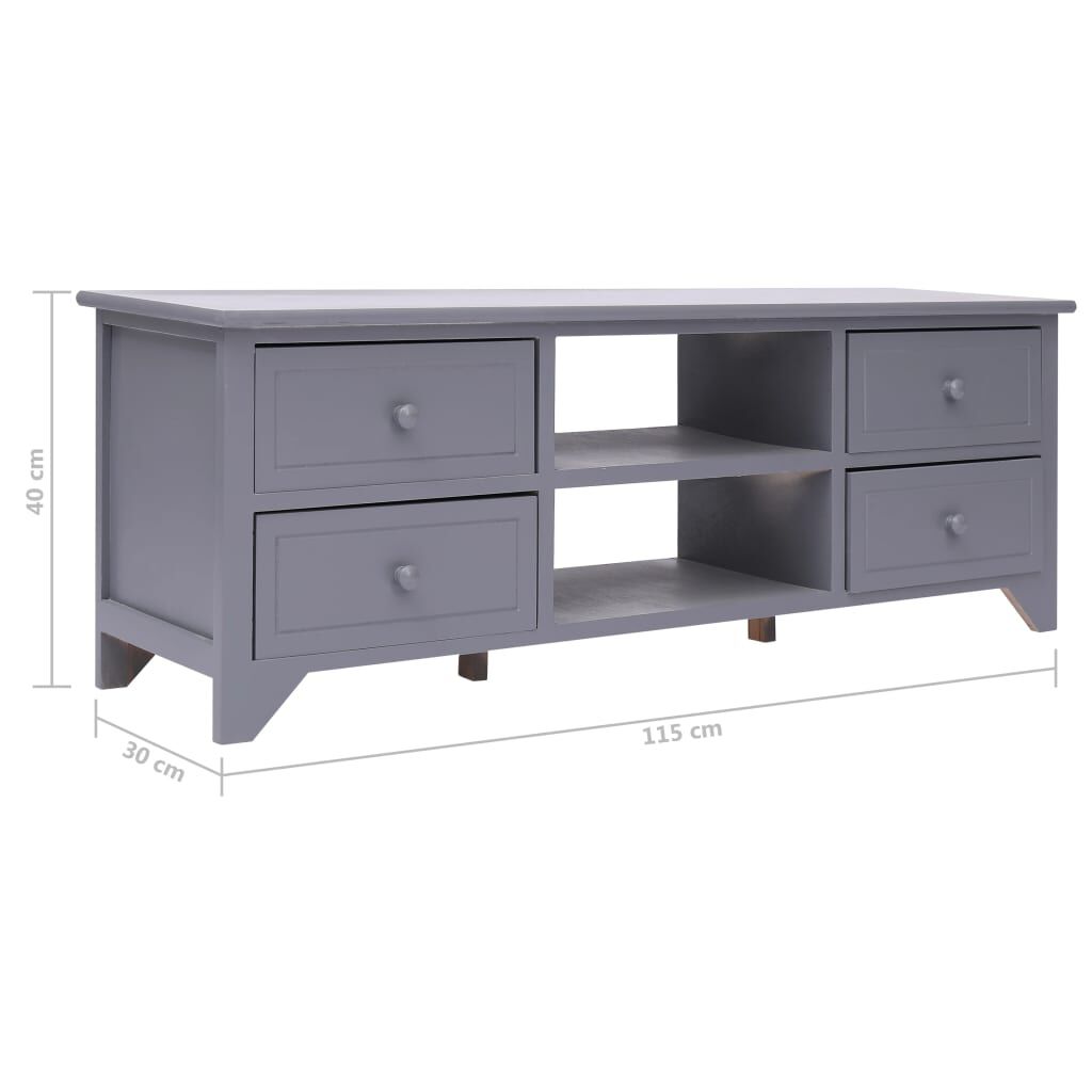 vidaXL Έπιπλο Τηλεόρασης Γκρι 115x30x40 εκ. από Ξύλο Παυλώνιας