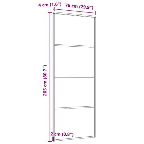 vidaXL Συρόμενη Πόρτα Μαύρη Αμμοβολή 76 x 205 εκ. Γυαλί ESG/Αλουμίνιο