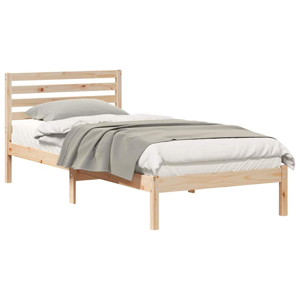 vidaXL Σκελετός Κρεβατιού Καφέ 100 x 220 cm Μασίφ ξύλο πεύκου