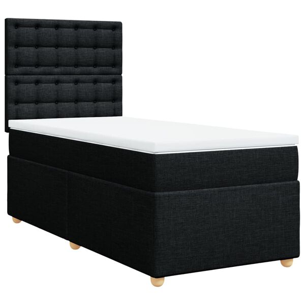 vidaXL Κρεβάτι Boxspring με Στρώμα Μαύρο 90x200 εκ. Υφασμάτινο