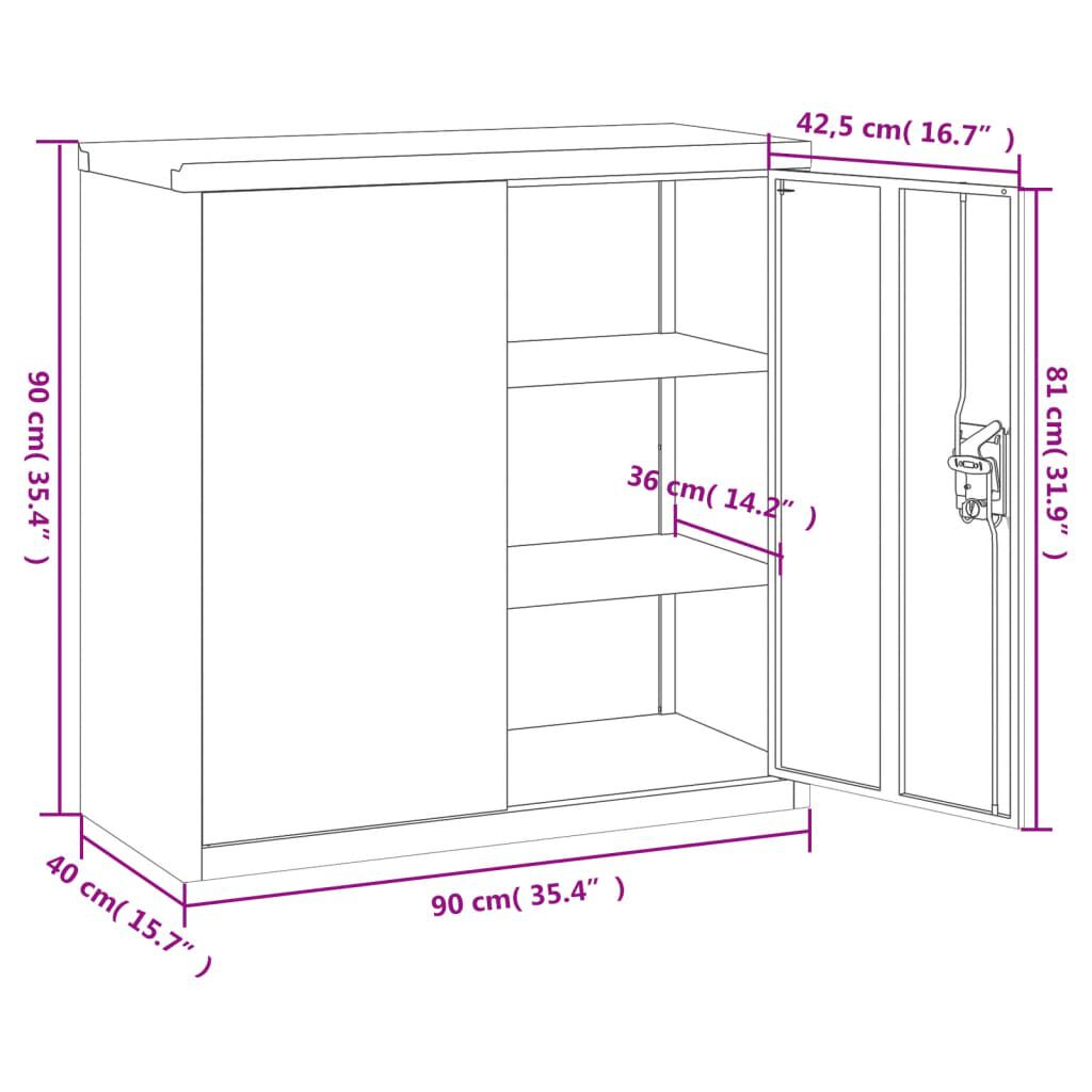vidaXL Αρχειοθήκη Αν. Γκρι 90 x 40 x 130 εκ. Ατσάλινη