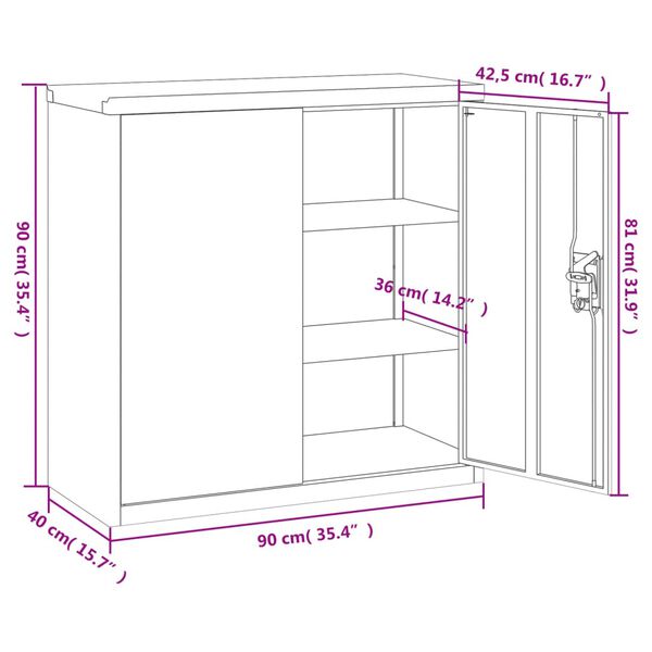 vidaXL Αρχειοθήκη Αν. Γκρι 90 x 40 x 130 εκ. Ατσάλινη