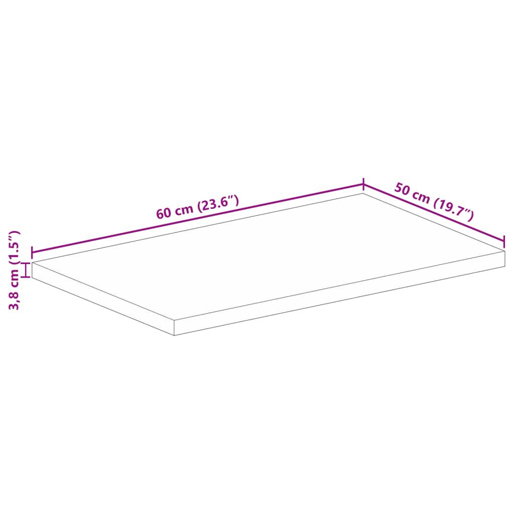 vidaXL Επιφάνεια Τραπεζιού Ορθογώνια 60x50x3,8 εκ. Μασίφ Ξύλο Μάνγκο