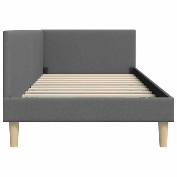 vidaXL Κρεβάτι Γωνίας Σκούρο γκρι 90 x 190 cm Ύφασμα και Έργο ξύλου