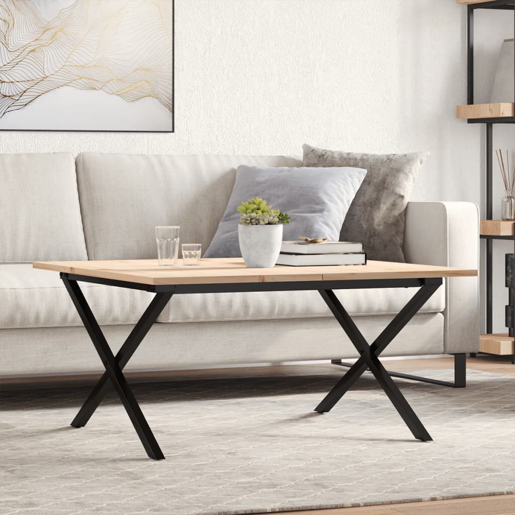 vidaXL Τραπεζάκι Σαλονιού Πλαίσιο Χ 90x90x45εκ Μασίφ Πεύκο/Ατσάλι
