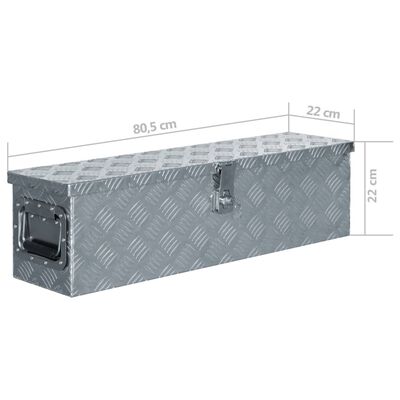 vidaXL Κουτί Αποθήκευσης Ασημί 80,5 x 22 x 22 εκ. Αλουμινίου