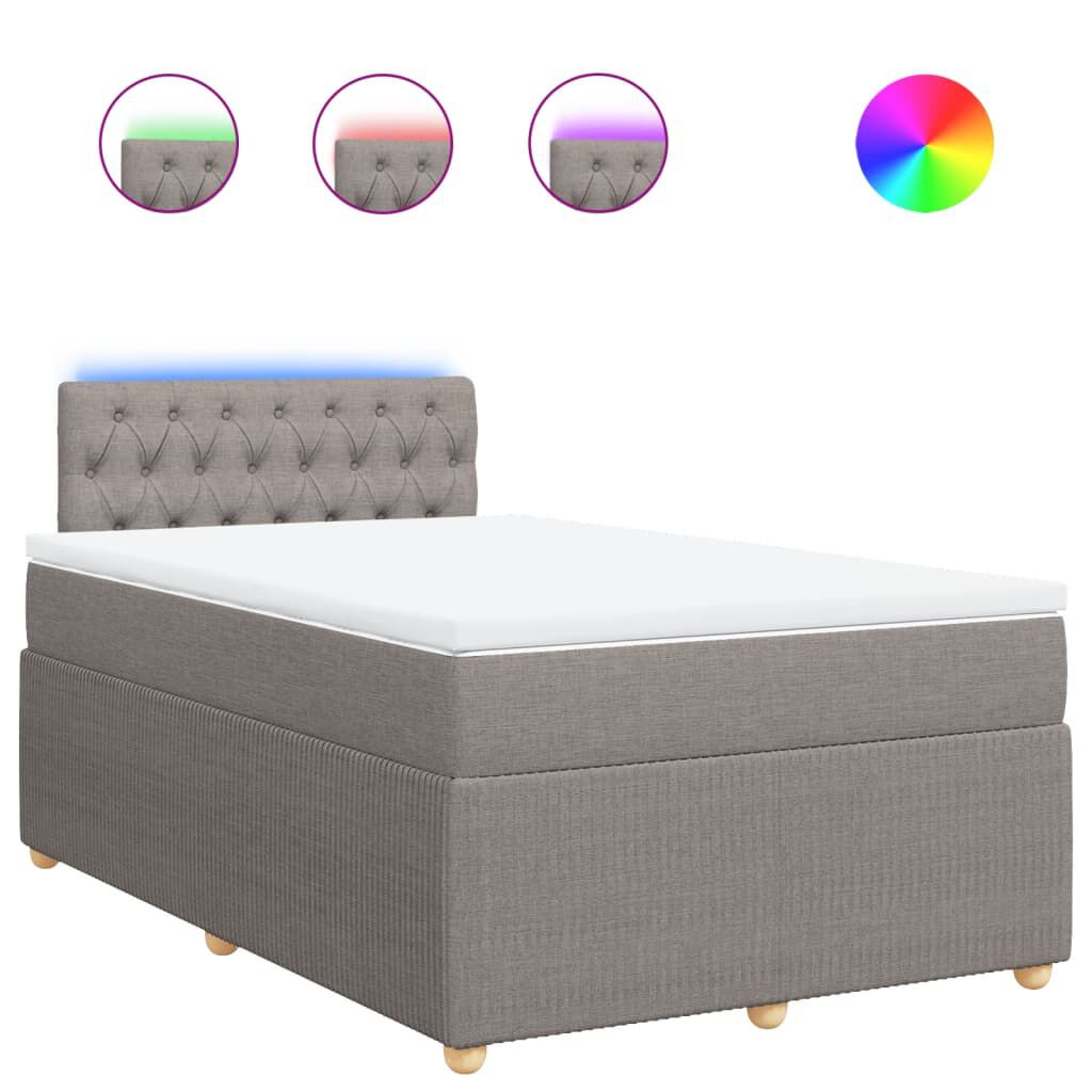 vidaXL Κρεβάτι Boxspring με Στρώμα Taupe 120x200 εκ. Υφασμάτινο