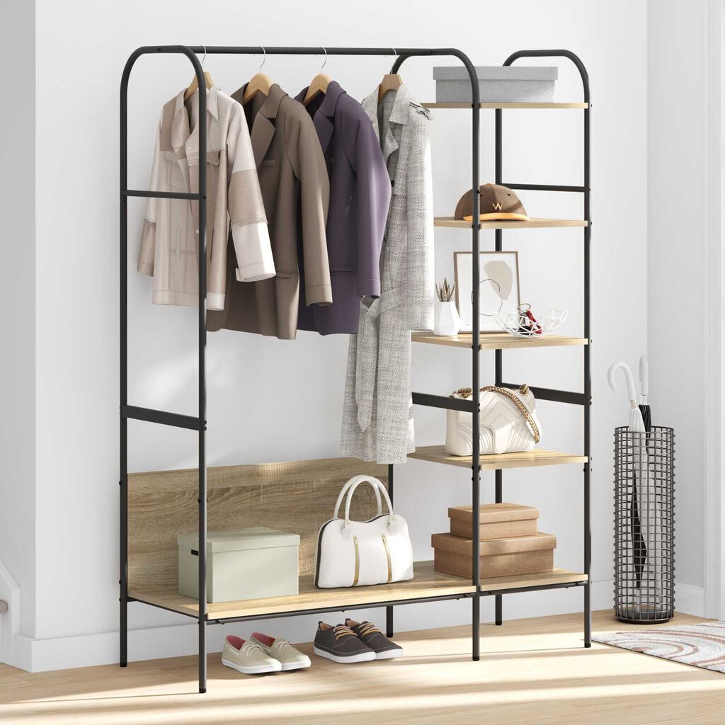 vidaXL Ράφι Ρούχων με ράφι Καφέ 120 x 44 x 160 εκ Επεξεργασμένο ξύλο