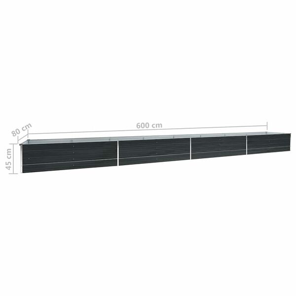 vidaXL Ζαρντινιέρα Υπερυψωμένη Ανθρακί 600x80x45 εκ. Γαλβαν. Χάλυβας