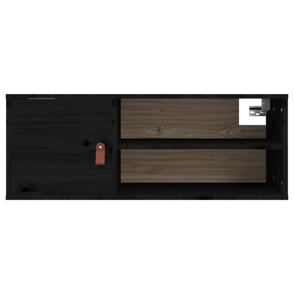 vidaXL Ντουλάπι Τοίχου Μαύρο 80 x 30 x 30 εκ. από Μασίφ Ξύλο Πεύκου