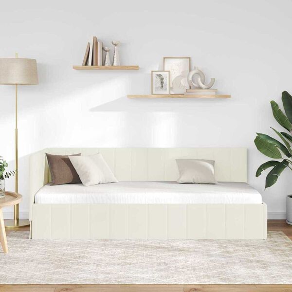vidaXL Κρεβάτι Γωνίας με κεφαλάρι Κρεμ 80 x 200 cm Βελούδο