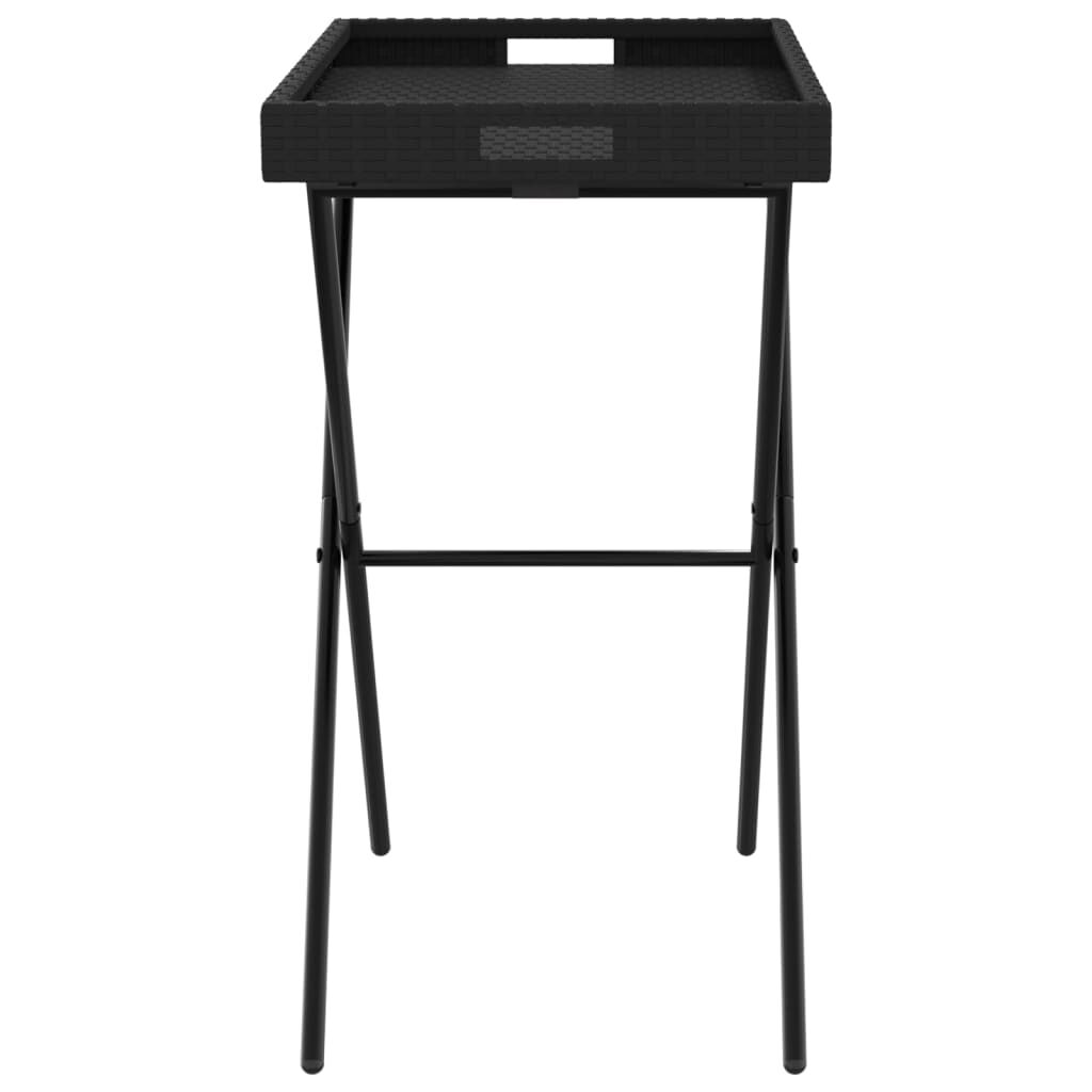 vidaXL Τραπέζι Δίσκος Πτυσσόμενο Μαύρο 65x40x75 εκ. Συνθετικό Ρατάν