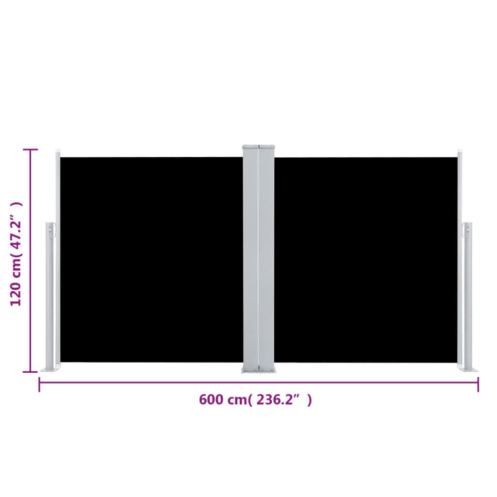 vidaXL Σκίαστρο Πλαϊνό Συρόμενο Μαύρο 120 x 600 εκ.