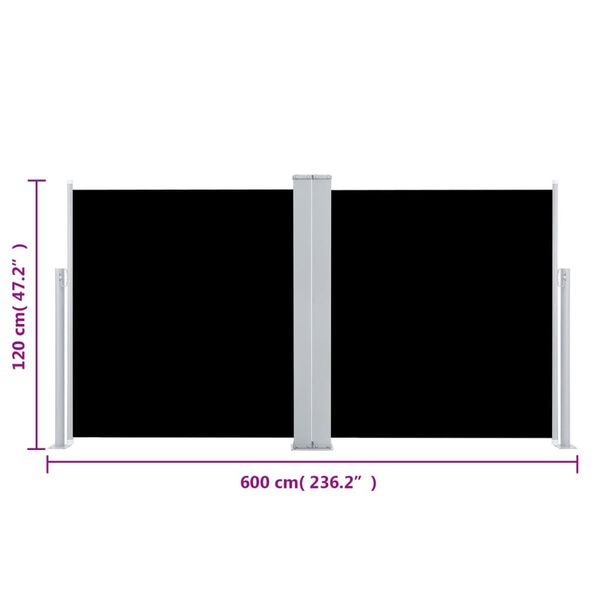 vidaXL Σκίαστρο Πλαϊνό Συρόμενο Μαύρο 120 x 600 εκ.
