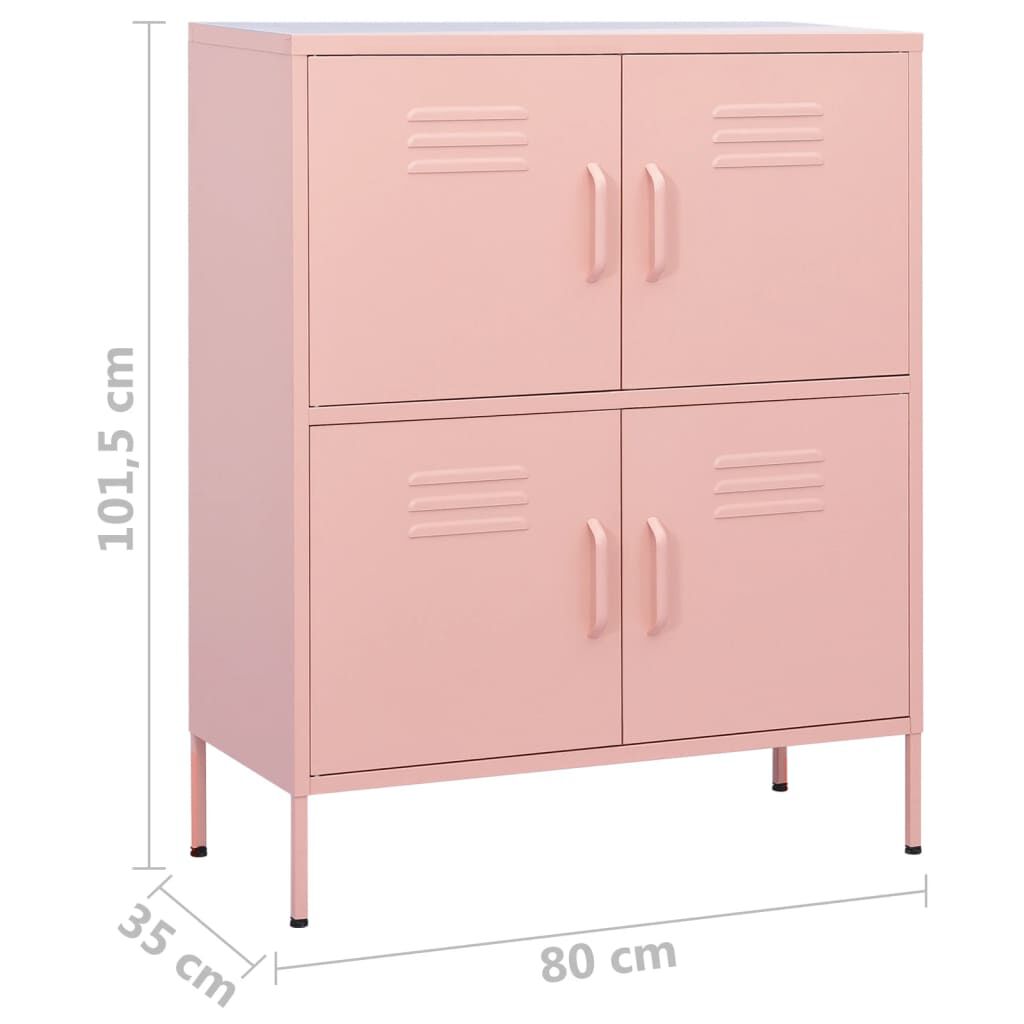 vidaXL Ντουλάπι Αποθήκευσης Ροζ 80 x 35 x 101,5 εκ. από Ατσάλι