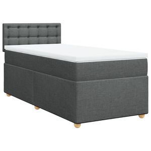 vidaXL Κρεβάτι Boxspring με Στρώμα Σκούρο Γκρι Single Υφασμάτινα