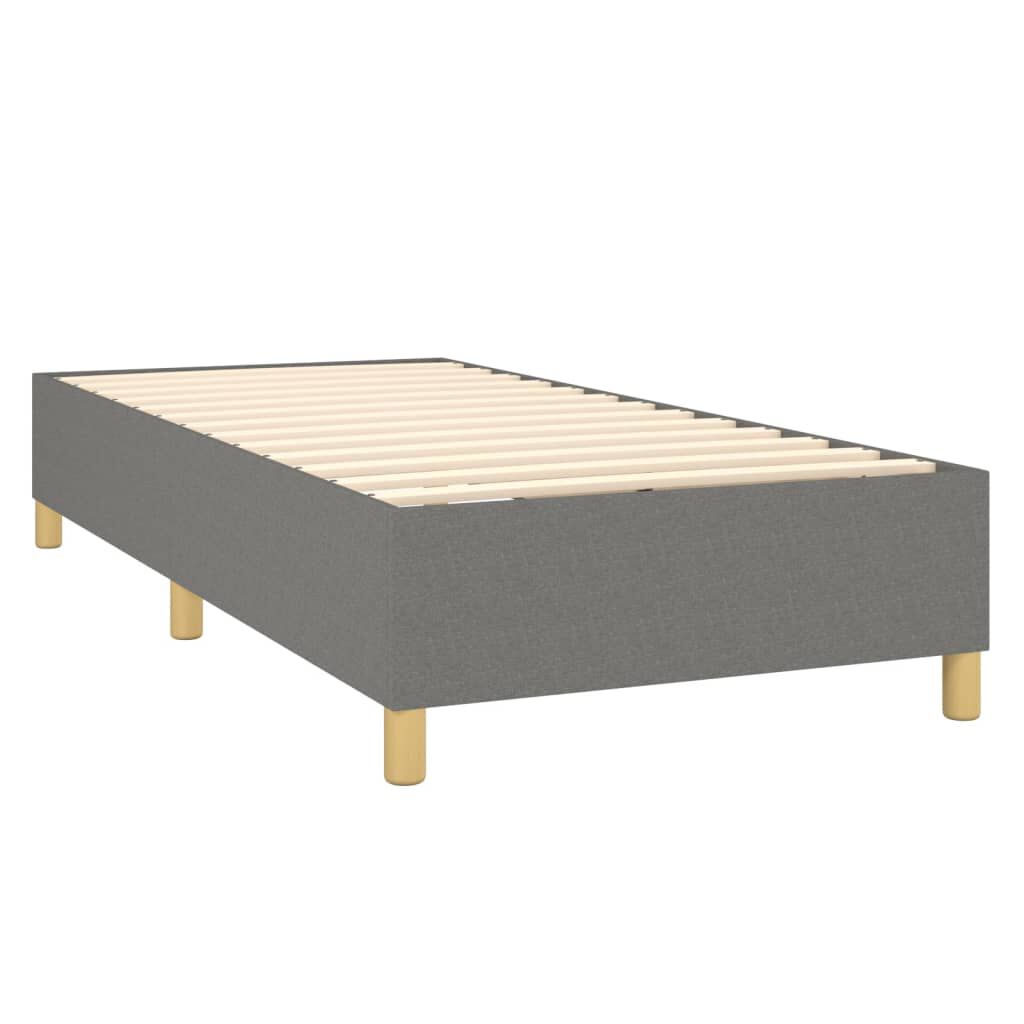 vidaXL Κρεβάτι Boxspring με Στρώμα & LED Σκ.Γκρι 100x200 εκ Υφασμάτινο