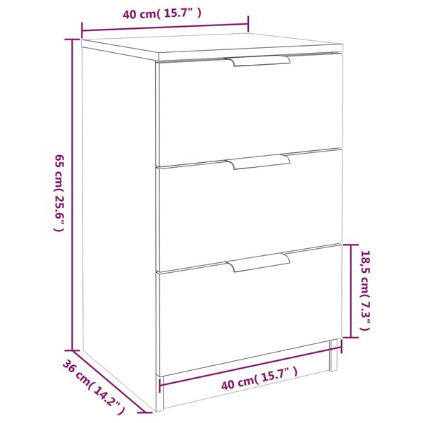 vidaXL Κομοδίνο Sonoma Δρυς 40 x 36 x 65 εκ.