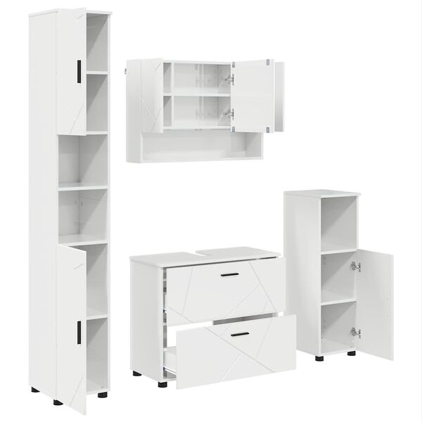 vidaXL Σετ Επίπλων Μπάνιου 4 pcs Γυαλιστερό λευκό 30 x 35 x 192 εκ.