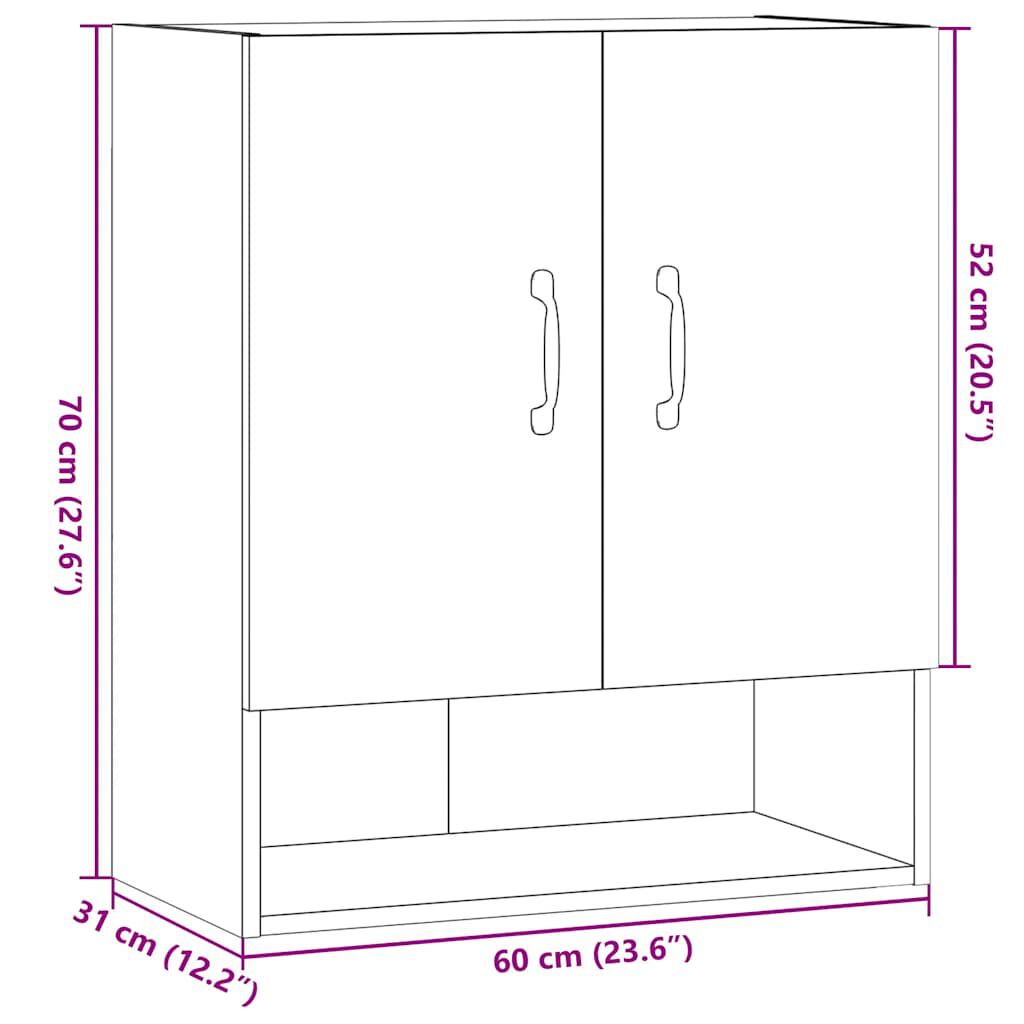 vidaXL Ντουλάπι Τοίχου Παλιό Ξύλο 60 x 31 x 70 εκ. Επεξεργασμένο Ξύλο