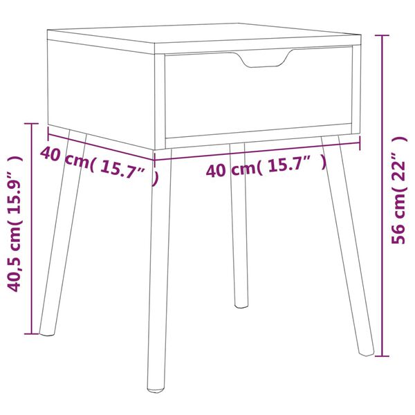 vidaXL Κομοδίνο Sonoma Δρυς 40 x 40 x 56 εκ. από Επεξεργασμένο Ξύλο