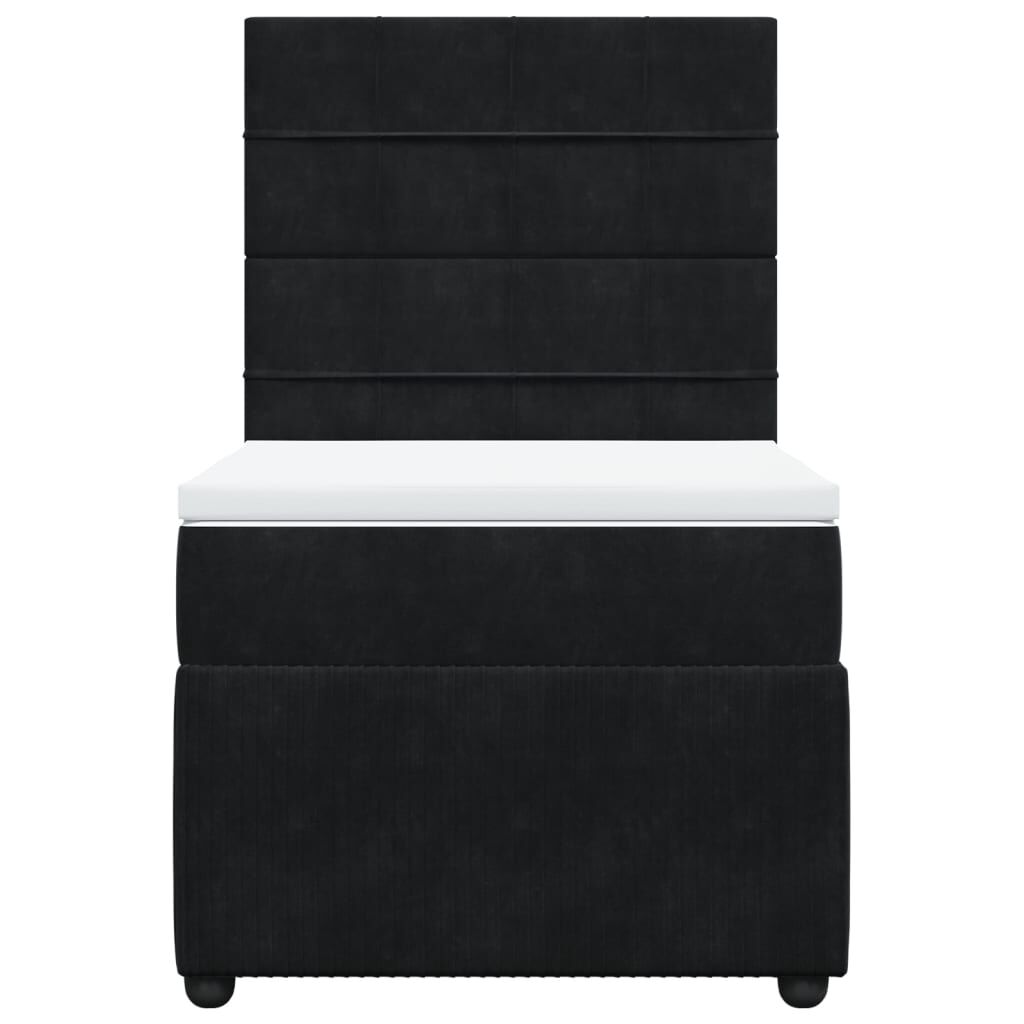 vidaXL Κρεβάτι Boxspring με Στρώμα Μαύρο 80 x 200 εκ. Βελούδινο