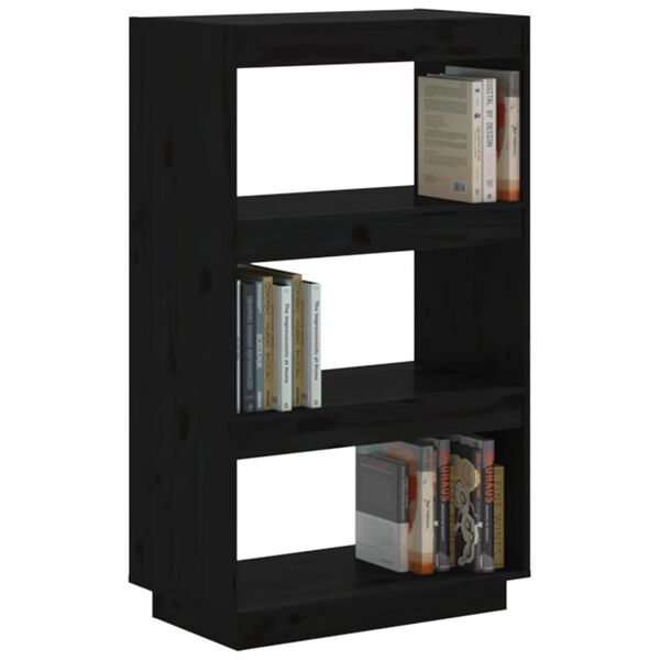 vidaXL Βιβλιοθήκη/Διαχωριστικό Χώρου Μαύρο 60x35x103 εκ. Μασίφ Πεύκο