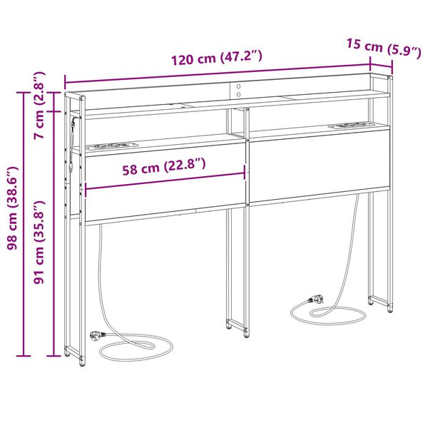 vidaXL Κεφαλάρι Αποθήκης Γκρι Sonoma 120 cm Επεξεργασμένο ξύλο