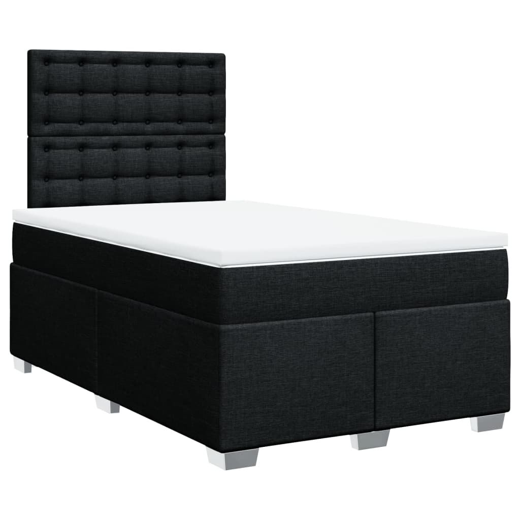 vidaXL Κρεβάτι Boxspring με Στρώμα Μαύρο 120x200 εκ. Υφασμάτινο