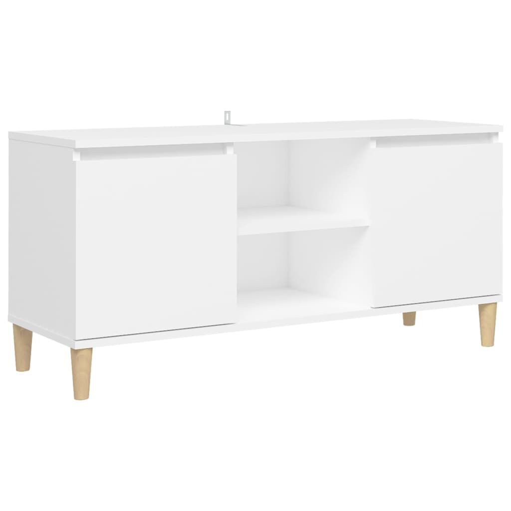 vidaXL Έπιπλο Τηλεόρασης Λευκό 103,5x30x50 εκ. με Μασίφ Ξύλινα Πόδια