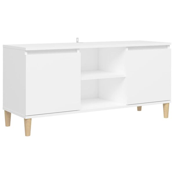vidaXL Έπιπλο Τηλεόρασης Λευκό 103,5x30x50 εκ. με Μασίφ Ξύλινα Πόδια