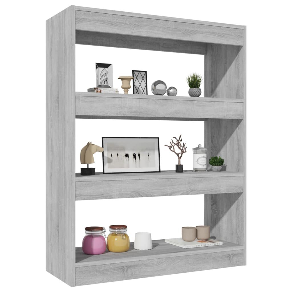 vidaXL Βιβλιοθήκη/Διαχωρ. Χώρου Γκρι Sonoma 80x30x103 εκ Επεξεργ. Ξύλο
