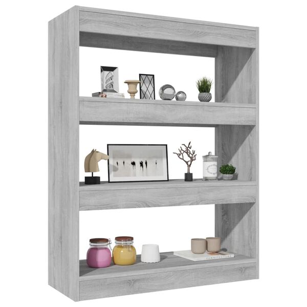 vidaXL Βιβλιοθήκη/Διαχωρ. Χώρου Γκρι Sonoma 80x30x103 εκ Επεξεργ. Ξύλο