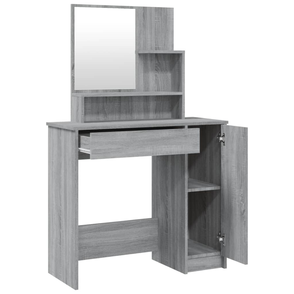 vidaXL Μπουντουάρ με Καθρέφτη Γκρι Sonoma 86,5x35x136 εκ.