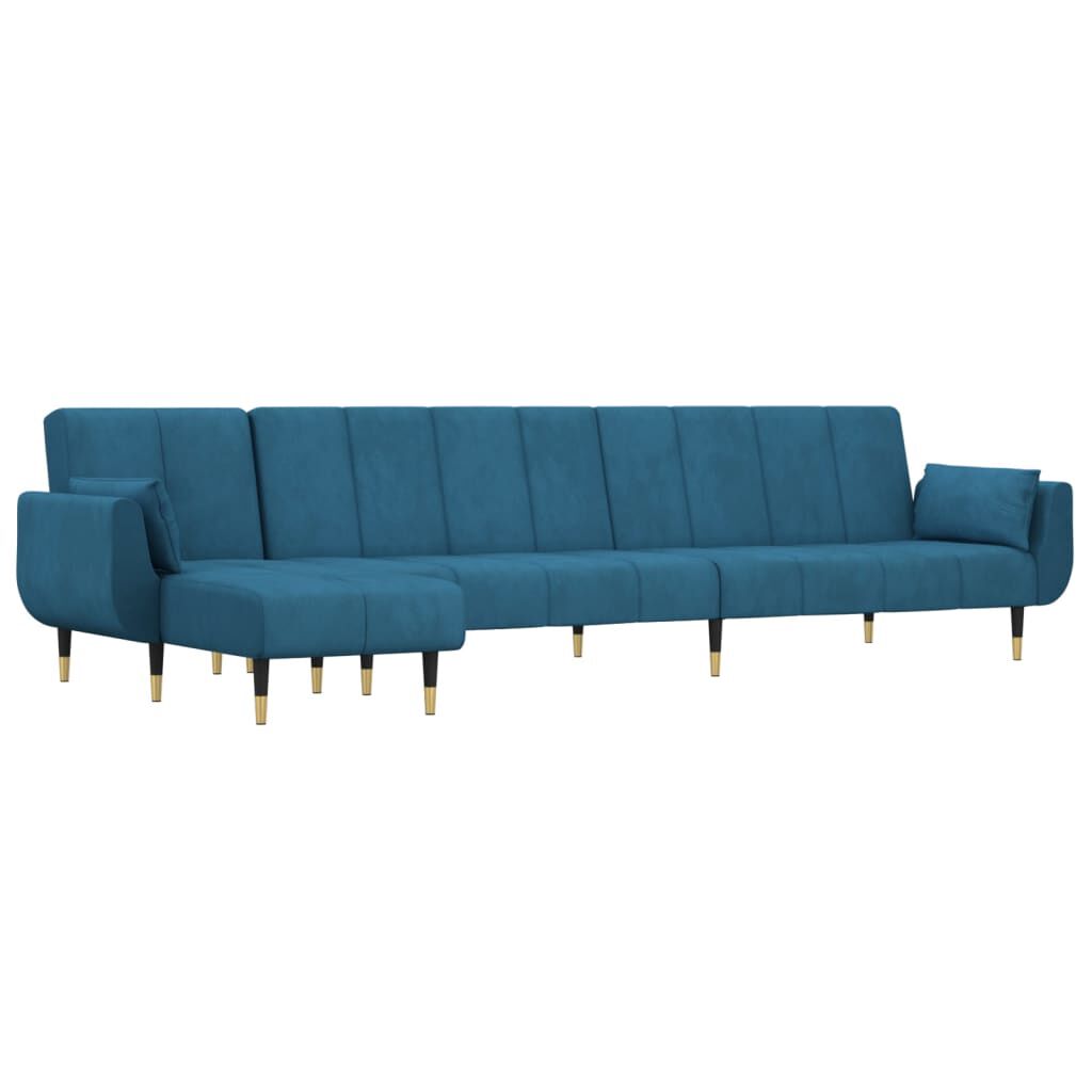vidaXL Καναπές Κρεβάτι Γωνιακός Μπλε 275 x 140 x 70 εκ. Βελούδινος