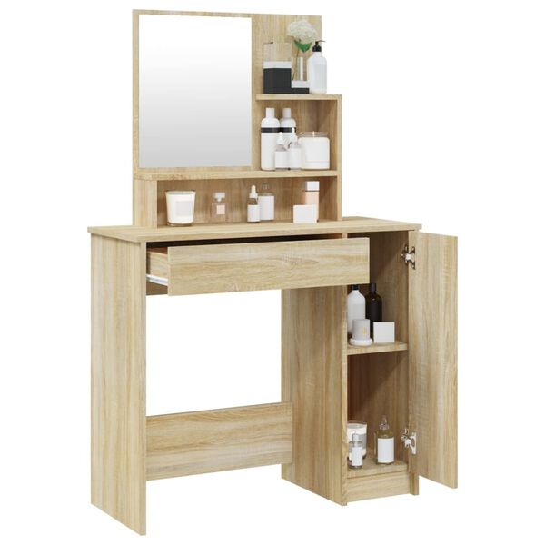 vidaXL Μπουντουάρ με Καθρέφτη Sonoma Δρυς 86,5x35x136 εκ.