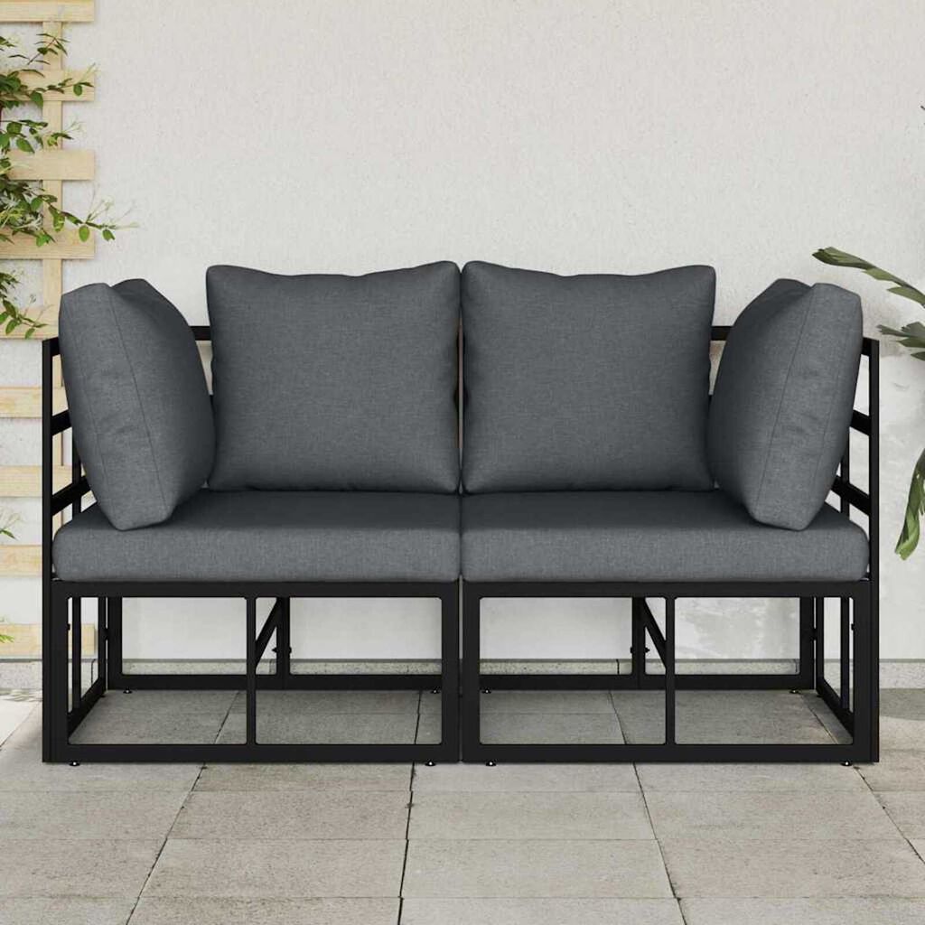 vidaXL Εξωτερικά Έπιπλα με μαξιλάρι με μαξιλάρι 2 pcs Μαύρο Αλουμίνιο