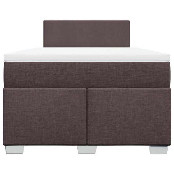 vidaXL Κρεβάτι Boxspring με Στρώμα Σκούρο Καφέ 120x200 εκ. Υφασμάτινο