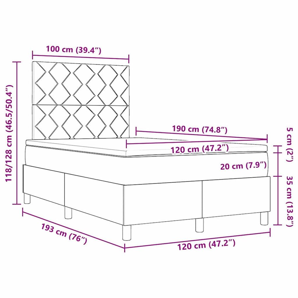 vidaXL Κρεβάτι με ελατήρια Σκούρο πράσινο 120 x 190 cm Βελούδο