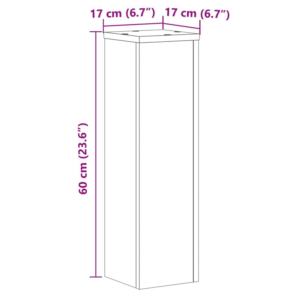 vidaXL Βάσεις Φυτών 2 τεμ. Γκρι Σκυρ. 17x17x60 εκ. Επεξεργασμένο Ξύλο