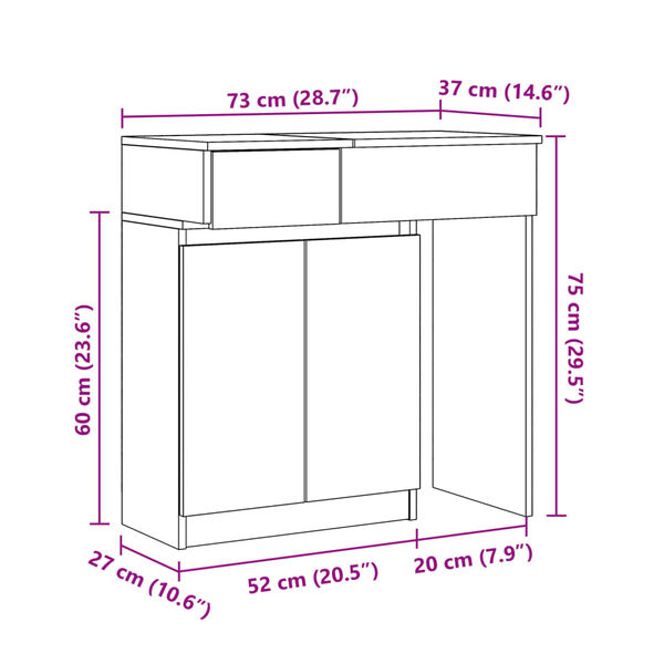 vidaXL Μπουντουάρ με LED Σετ Μαύρο 115x37x110,5 εκ.