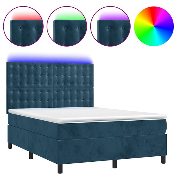 vidaXL &Kappa;&rho;&epsilon;&beta;ά&tau;&iota; Boxspring &mu;&epsilon; &Sigma;&tau;&rho;ώ&mu;&alpha; & LED &Sigma;&kappa;. &Mu;&pi;&lambda;&epsilon; 140x190&epsilon;&kappa;. &Beta;&epsilon;&lambda;&omicron;ύ&delta;&iota;&nu;&omicron;