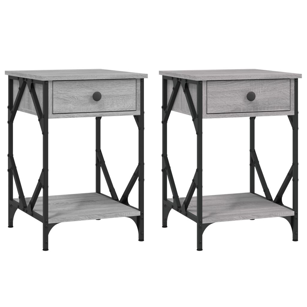 vidaXL Κομοδίνα 2 τεμ. Γκρι Sonoma 40x42x60εκ. από Επεξεργασμένο Ξύλο